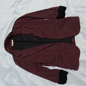 Skies Are Blue Maroon Blazer with Black Accents